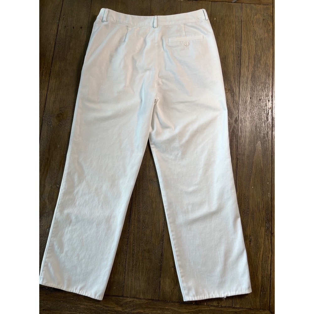 LL Bean Classic‎ Fit White Chinos Womens 10 Reg 100% Cotton Straight Leg 277330 - Picture 7 of 9